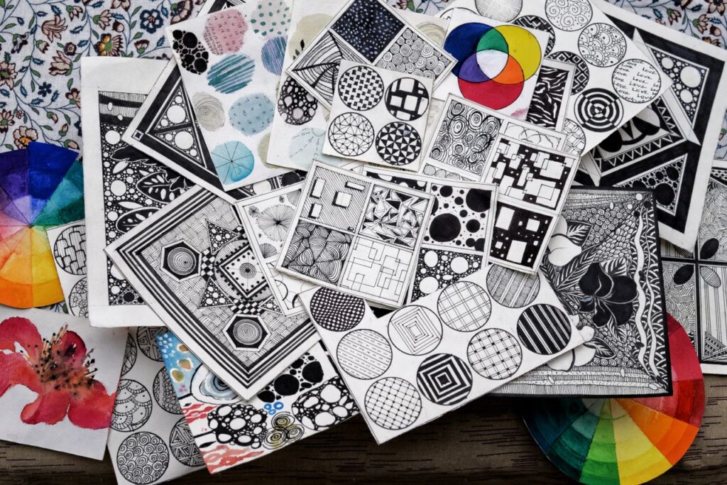 pexels photo 13190353 13190353 A collection of diverse geometric patterns and designs in monochrome and color.
